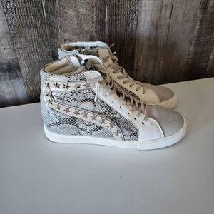 Vintage Havana VH Womens Sz 9.5 Dayna Snake Gray Lace Up Star-stud High Top Casu